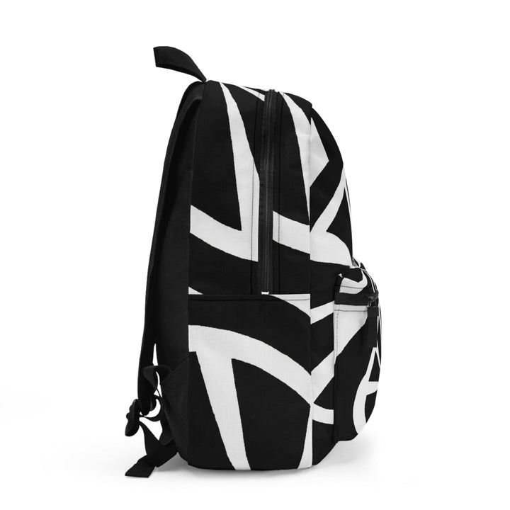 Backpack - Large Water-resistant Bag Black and White Geometric Pattern - Bags