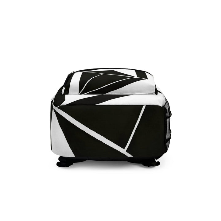 Backpack - Large Water-resistant Bag Black and White Geometric Pattern - Bags