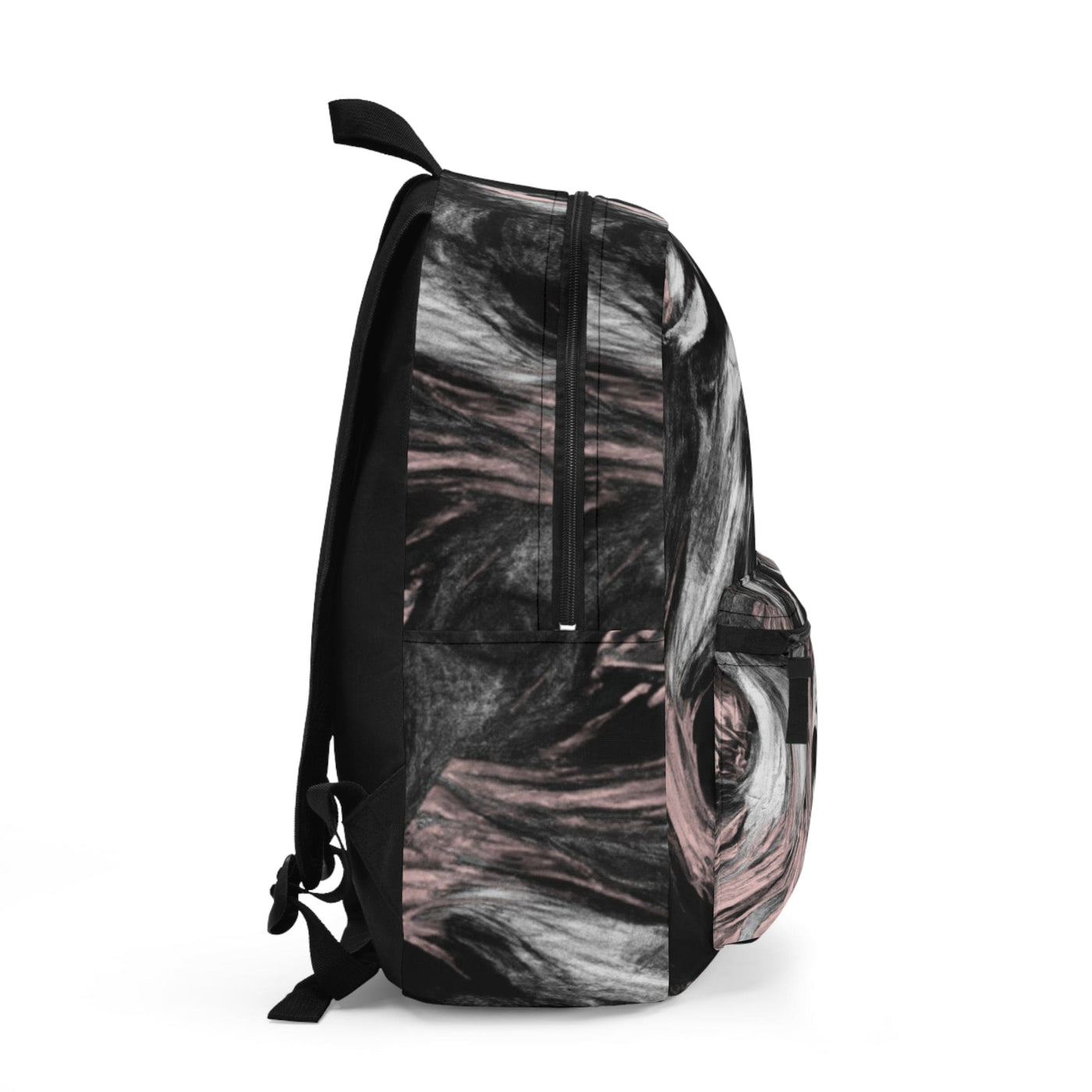 Backpack - Large Water - resistant Bag Black Pink White Abstract Pattern - Bags