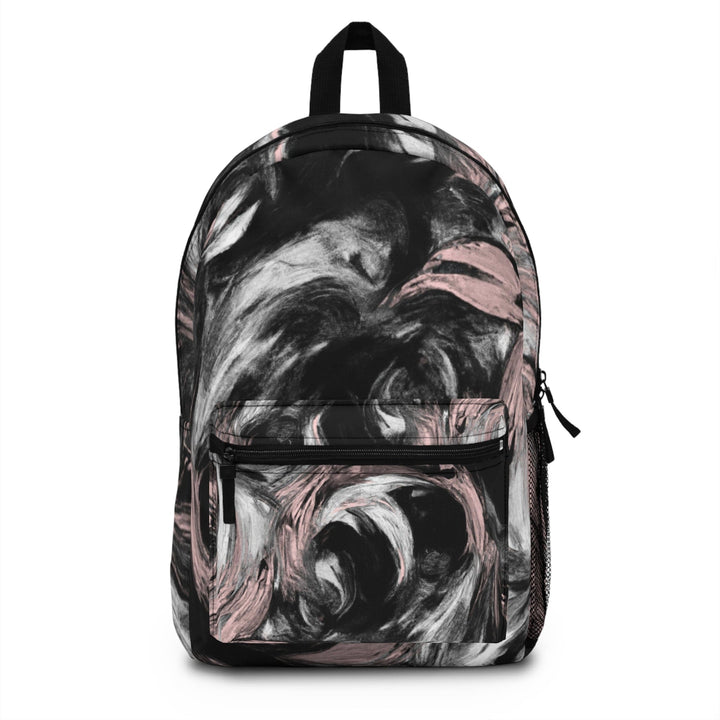 Backpack - Large Water-resistant Bag Black Pink White Abstract Pattern - Bags