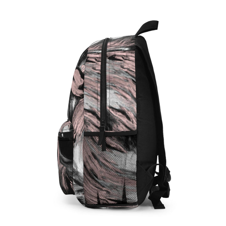 Backpack - Large Water-resistant Bag Black Pink White Abstract Pattern - Bags