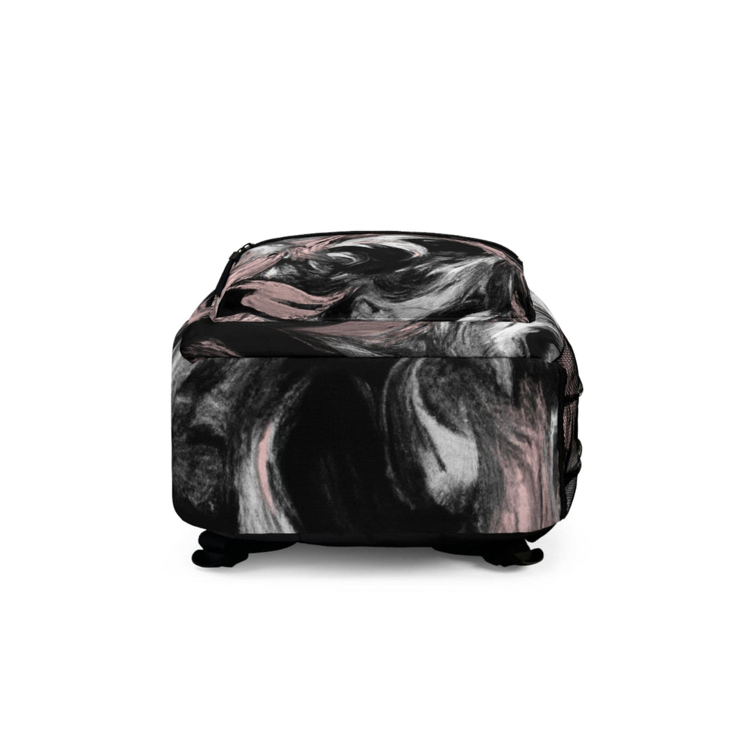 Backpack - Large Water-resistant Bag Black Pink White Abstract Pattern - Bags