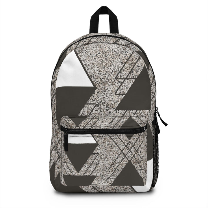 Backpack - Large Water-resistant Bag - Brown and White Triangular Colorblock