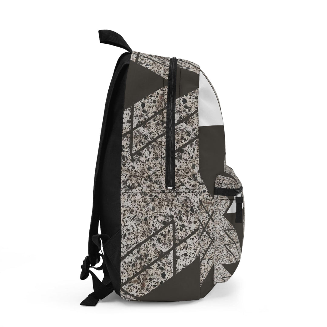 Backpack - Large Water-resistant Bag - Brown and White Triangular Colorblock