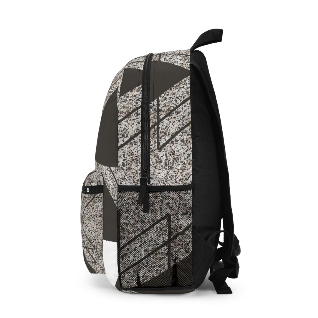 Backpack - Large Water-resistant Bag - Brown and White Triangular Colorblock