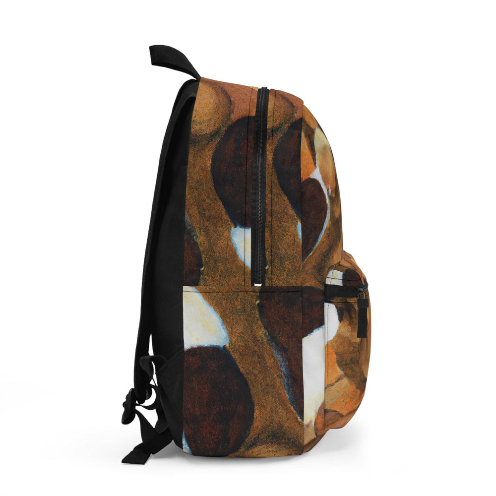 Backpack - Large Water-resistant Bag Brown White Stone Pattern - Bags