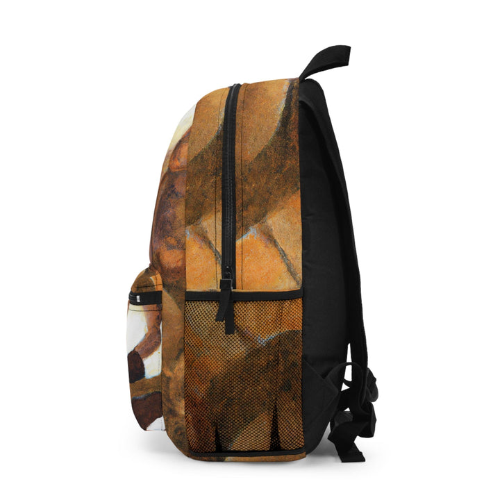 Backpack - Large Water-resistant Bag Brown White Stone Pattern - Bags