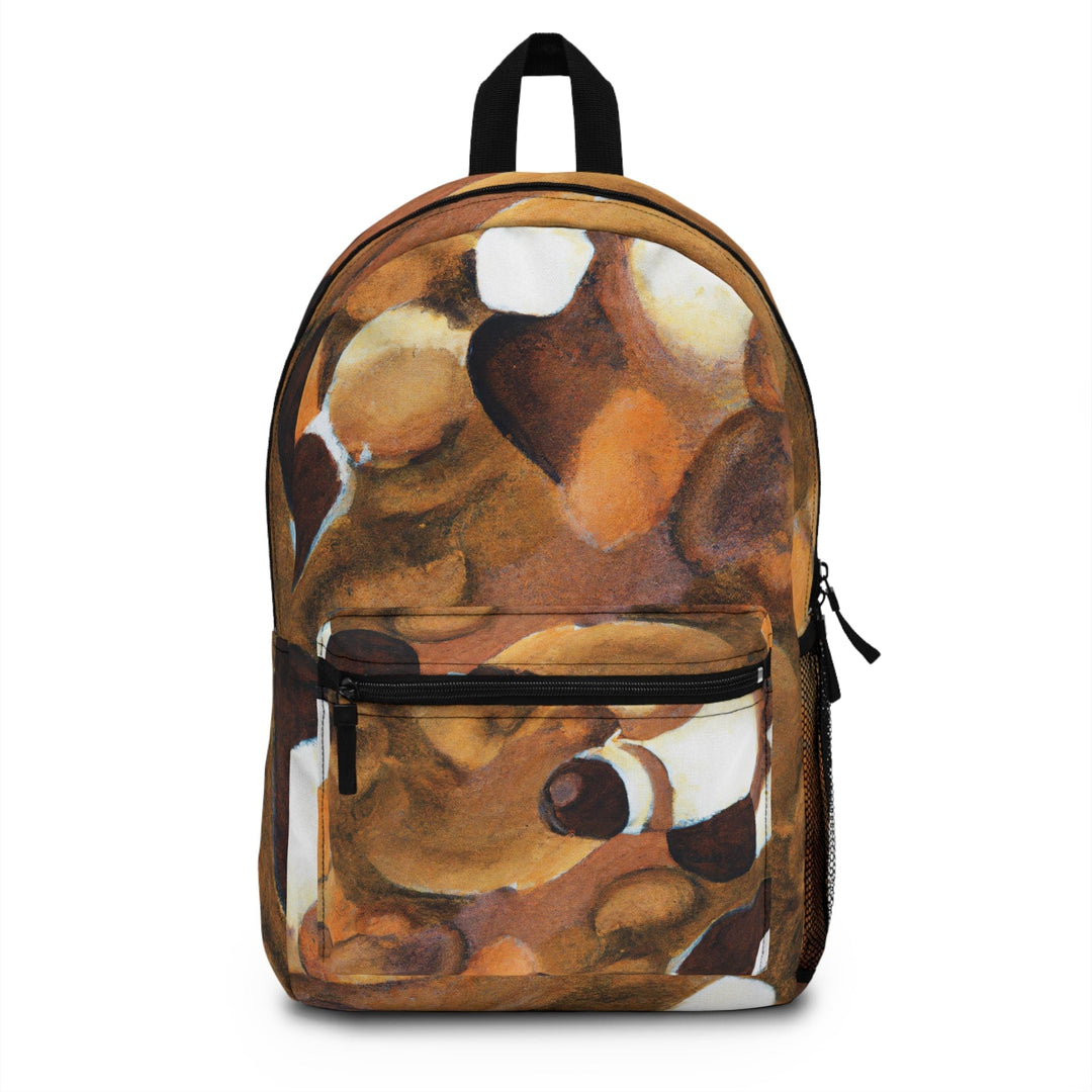 Backpack - Large Water-resistant Bag Brown White Stone Pattern - Bags