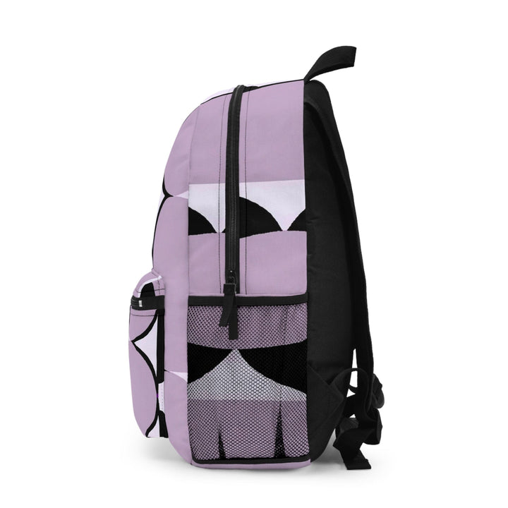 Backpack - Large Water-resistant Bag Geometric Lavender and Black Pattern