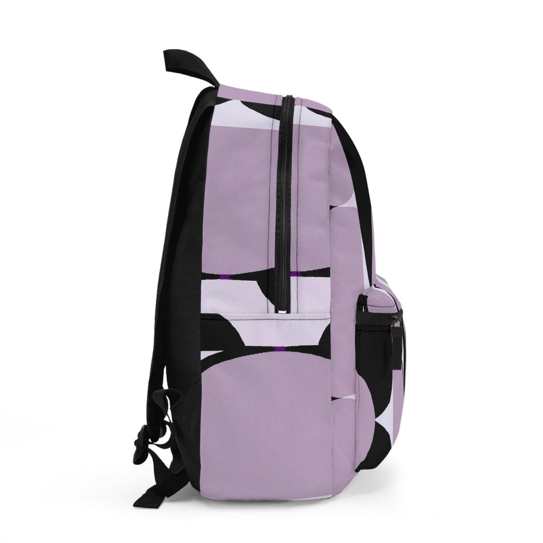 Backpack - Large Water-resistant Bag Geometric Lavender and Black Pattern