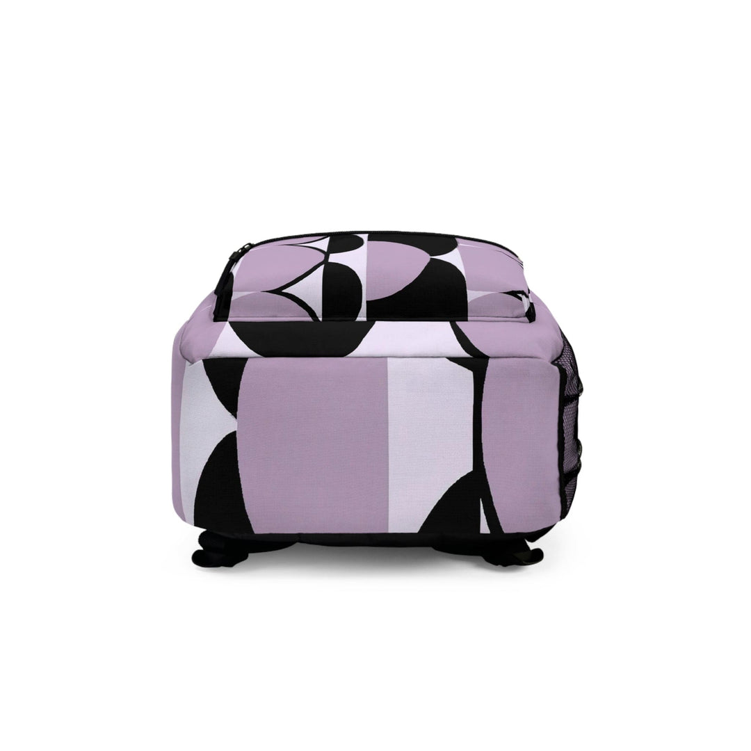 Backpack - Large Water-resistant Bag Geometric Lavender and Black Pattern