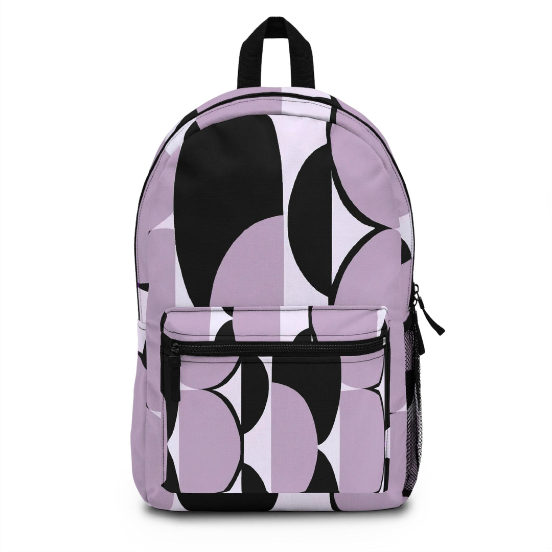 Backpack - Large Water-resistant Bag Geometric Lavender and Black Pattern