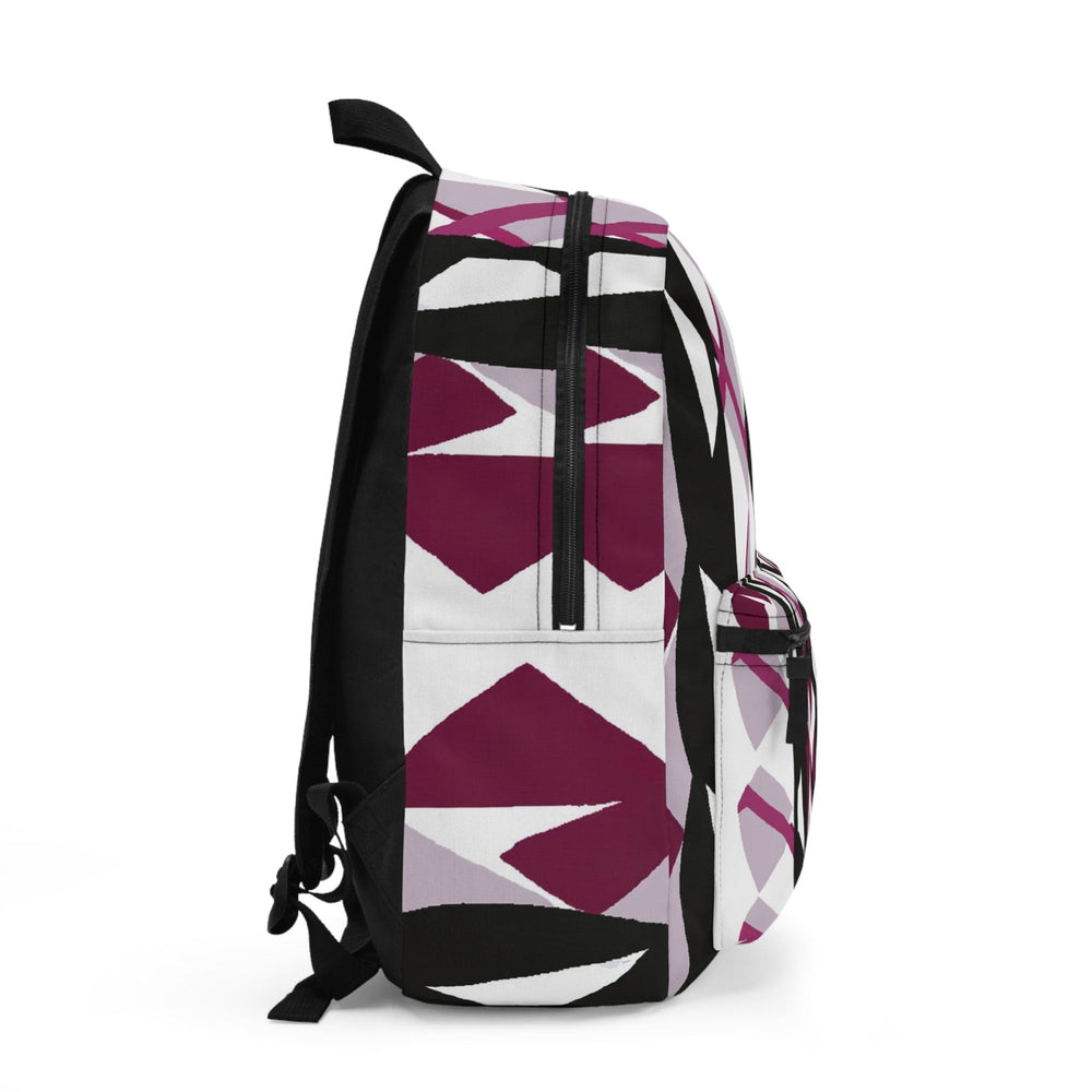 Backpack - Large Water-resistant Bag Mauve Pink and Black Geometric Pattern