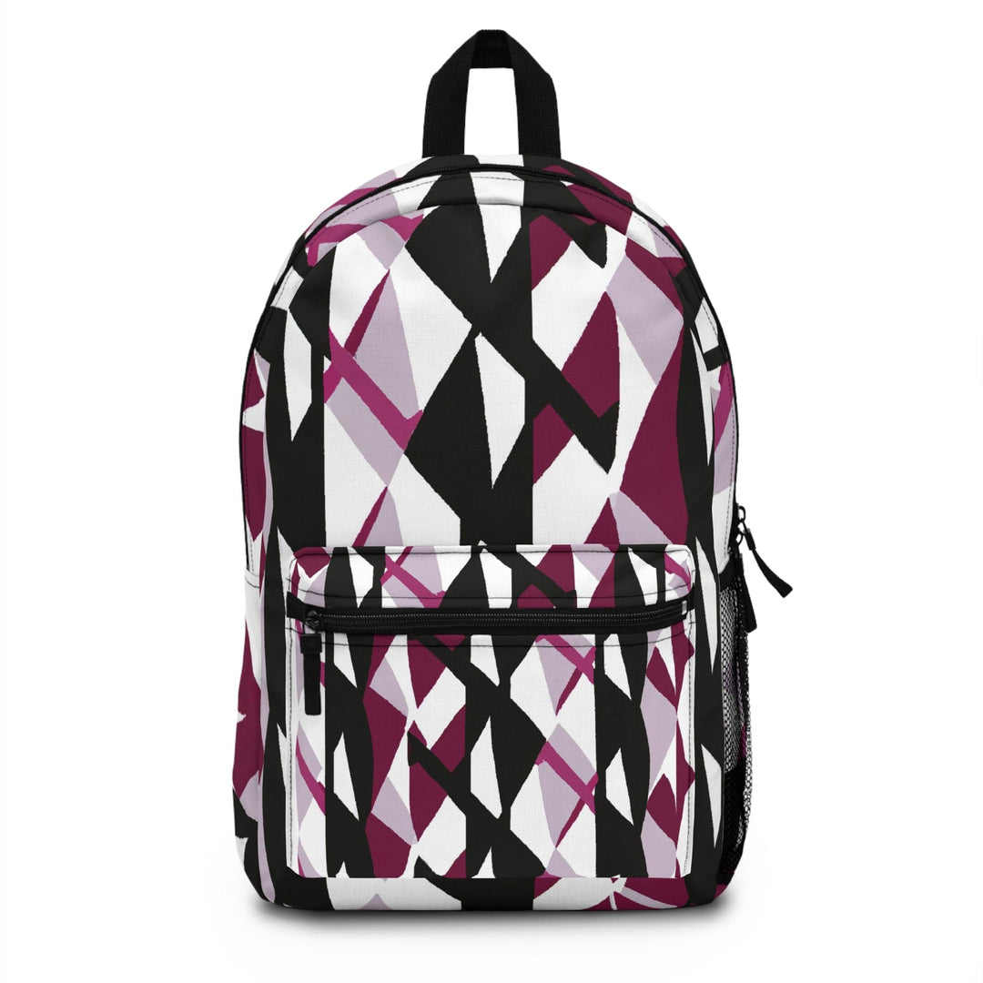 Backpack - Large Water-resistant Bag Mauve Pink and Black Geometric Pattern