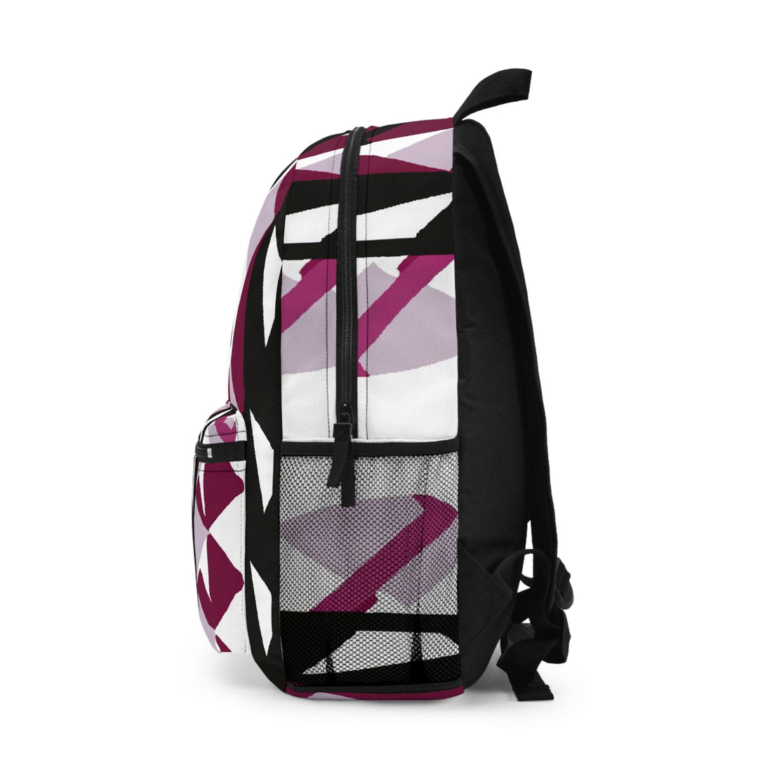 Backpack - Large Water-resistant Bag Mauve Pink and Black Geometric Pattern