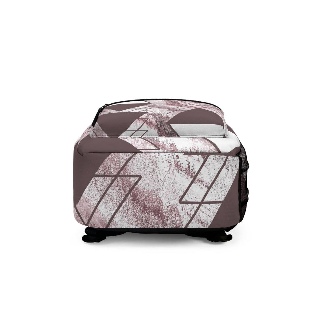 Backpack - Large Water-resistant Bag Mauve Rose and White Triangular Colorblock