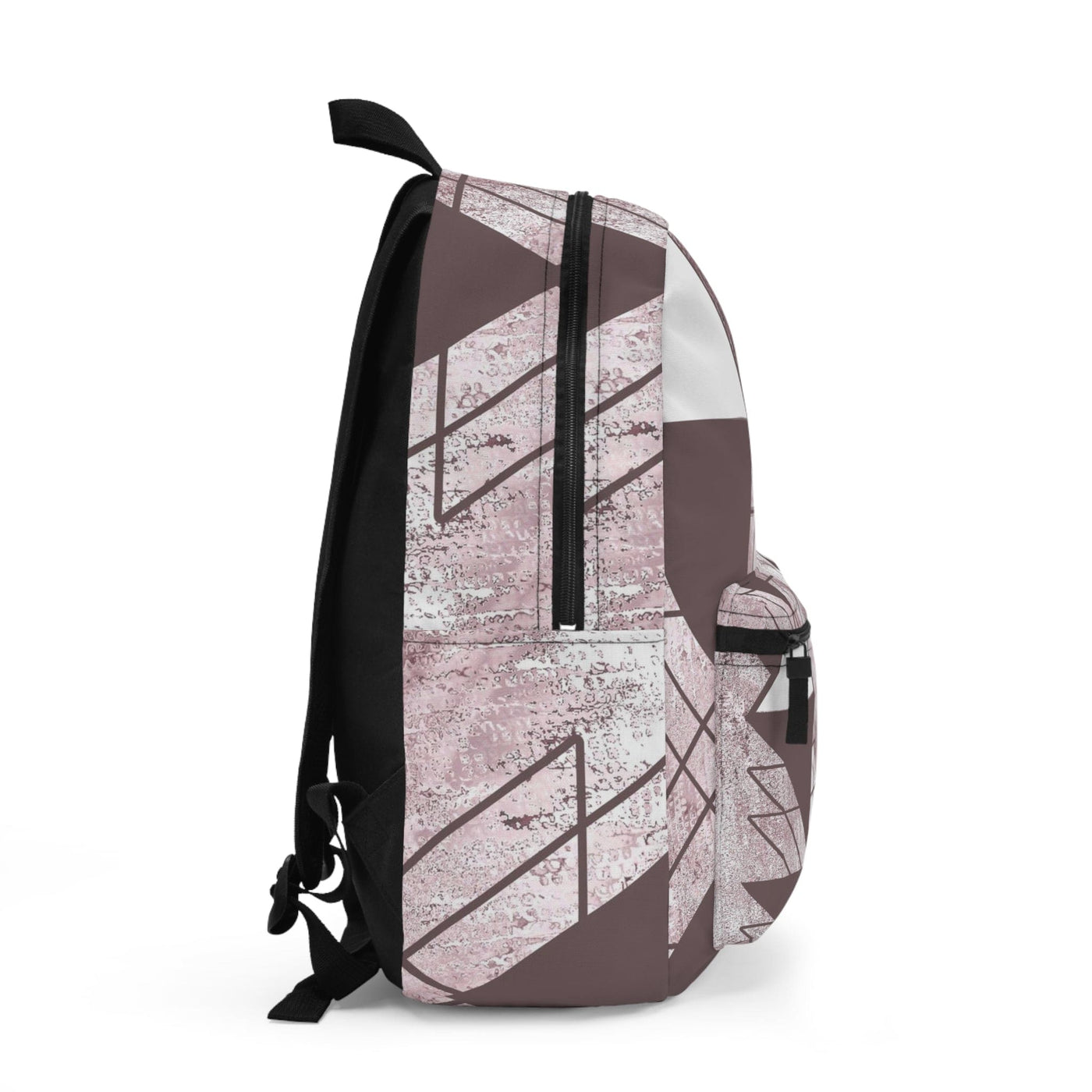 Backpack - Large Water-resistant Bag Mauve Rose And White Triangular Colorblock
