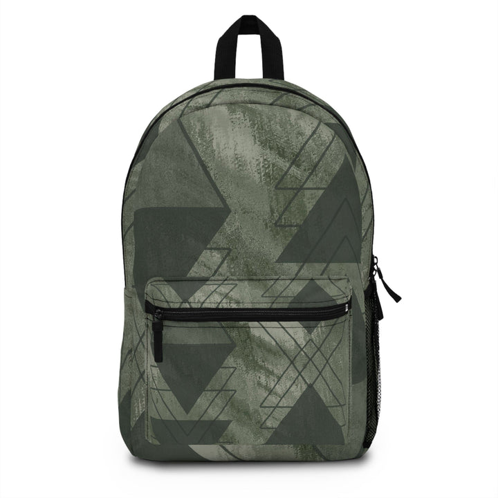 Backpack - Large Water-resistant Bag Olive Green Triangular Colorblock - Bags