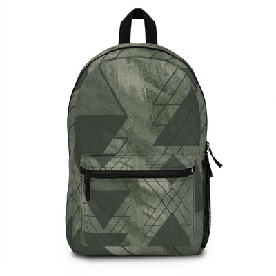 Backpack - Large Water - resistant Bag Olive Green Triangular Colorblock - Bags