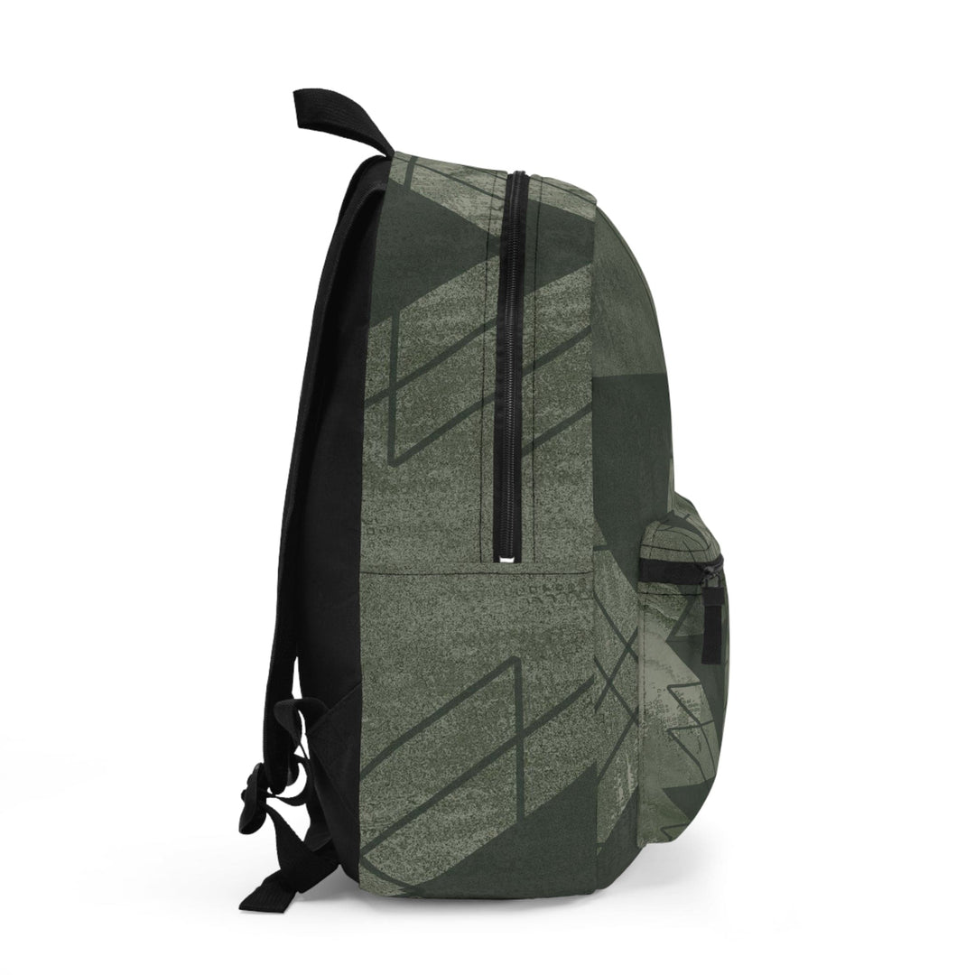 Backpack - Large Water-resistant Bag Olive Green Triangular Colorblock - Bags