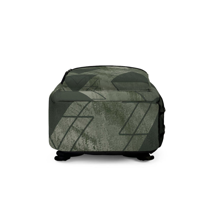 Backpack - Large Water-resistant Bag Olive Green Triangular Colorblock - Bags