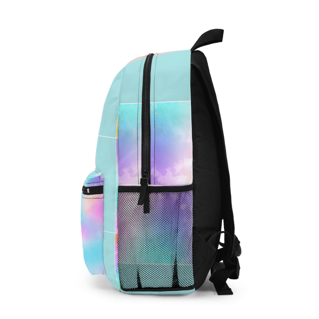 Backpack - Large Water-resistant Bag - Pastel Colorblock Watercolor