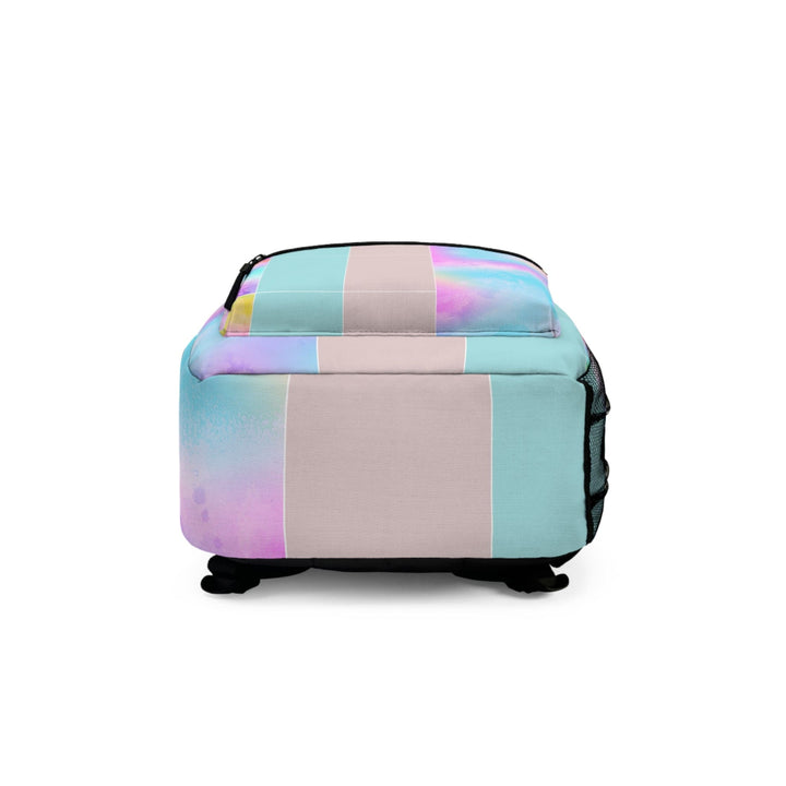 Backpack - Large Water-resistant Bag - Pastel Colorblock Watercolor