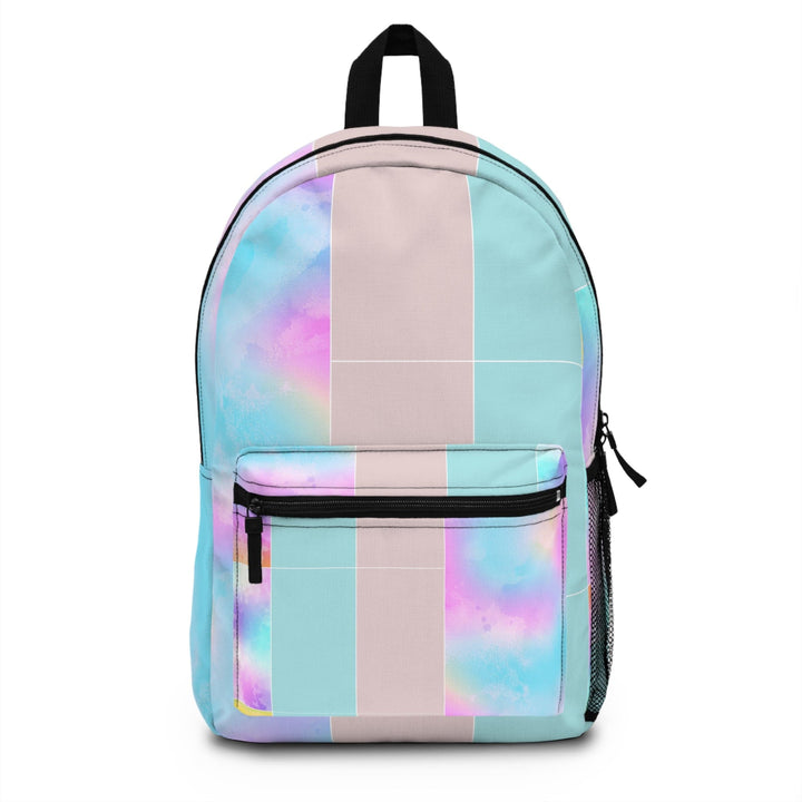 Backpack - Large Water-resistant Bag - Pastel Colorblock Watercolor