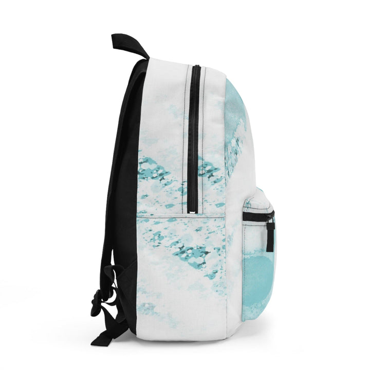 Backpack - Large Water-resistant Bag - Subtle Abstract Ocean Blue and White