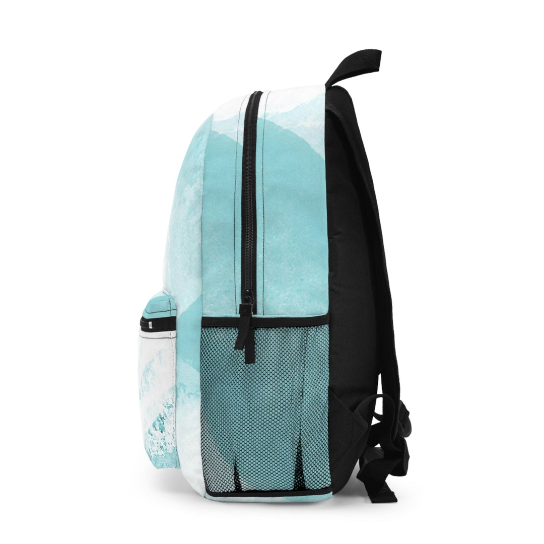 Backpack - Large Water-resistant Bag - Subtle Abstract Ocean Blue and White