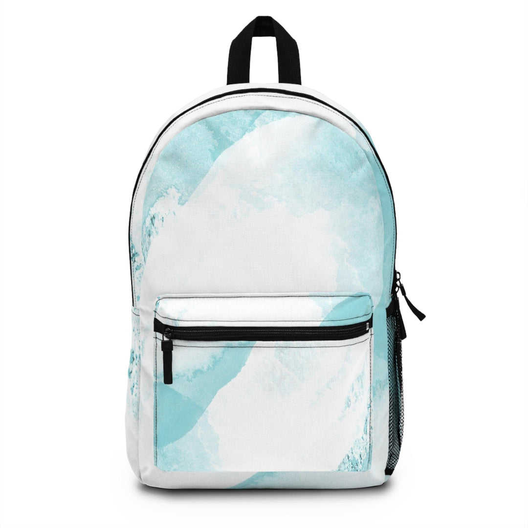 Backpack - Large Water-resistant Bag - Subtle Abstract Ocean Blue and White