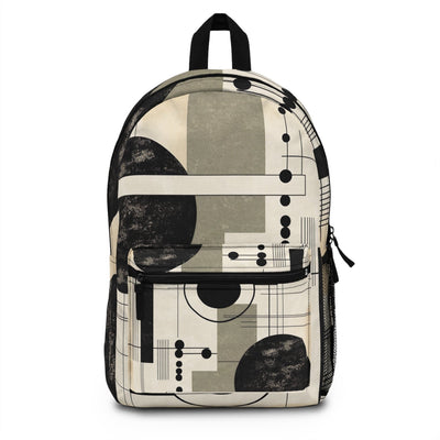 Backpack Work/school/leisure - Waterproof Abstract Black Beige Brown Geometric