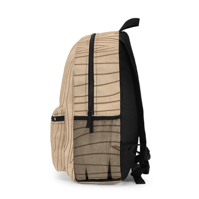 Backpack Work/school/leisure - Waterproof Beige And Brown Tree Sketch Line Art