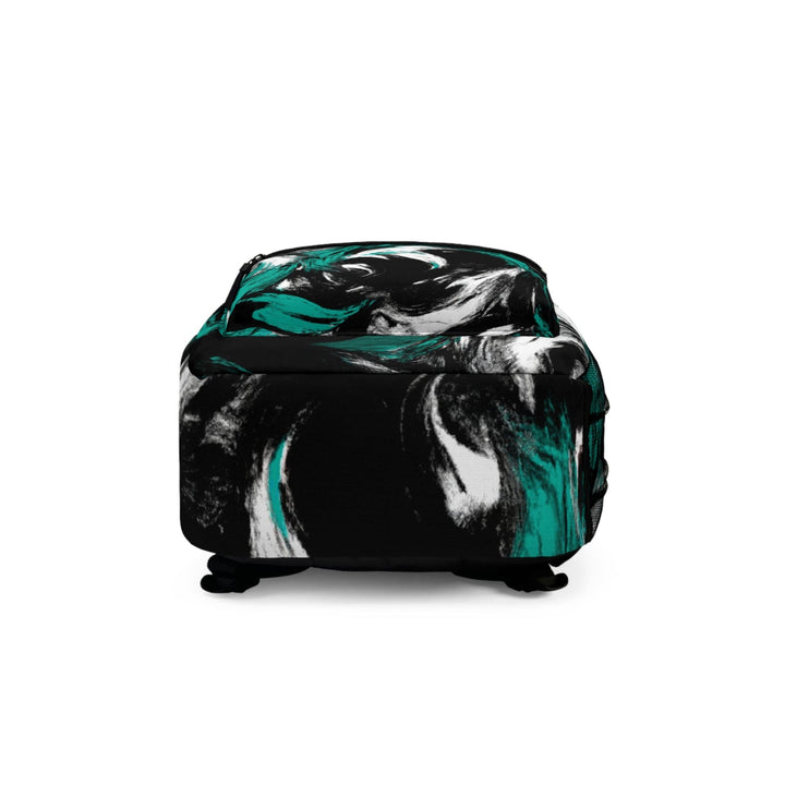 Backpack Work/school/leisure - Waterproof Black Green White Abstract Pattern