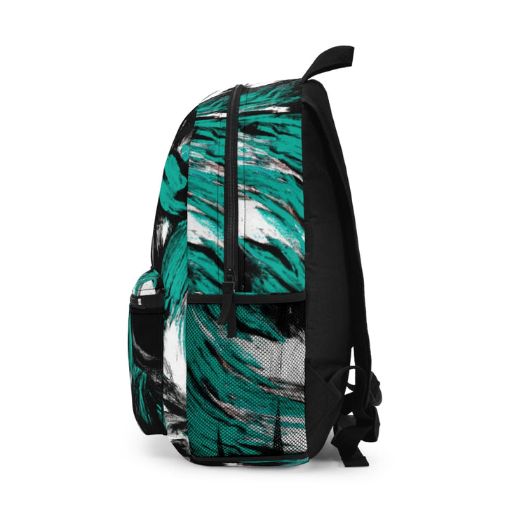 Backpack Work/school/leisure - Waterproof Black Green White Abstract Pattern