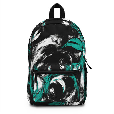 Backpack Work/school/leisure - Waterproof Black Green White Abstract Pattern