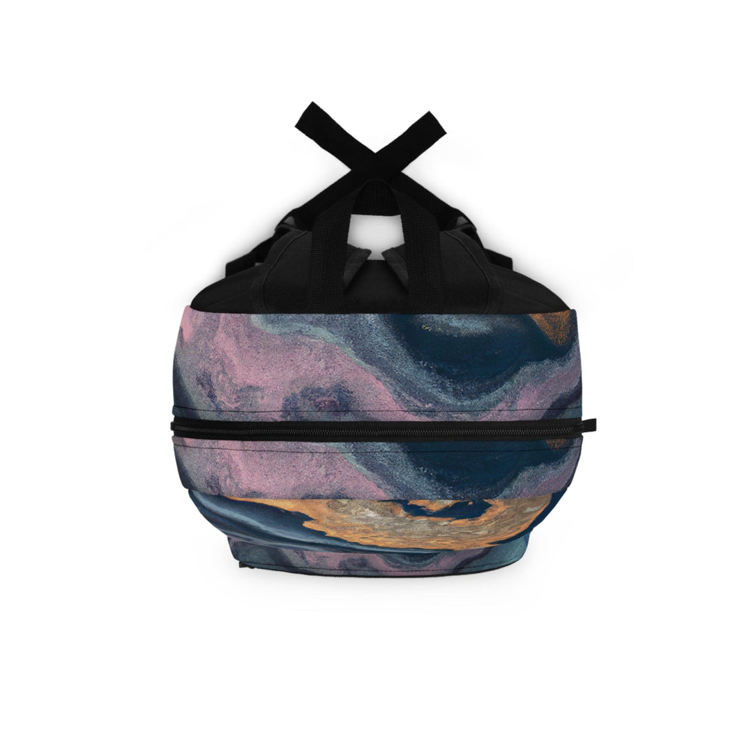 Backpack Work/school/leisure - Waterproof Blue Pink Gold Abstract Marble Swirl