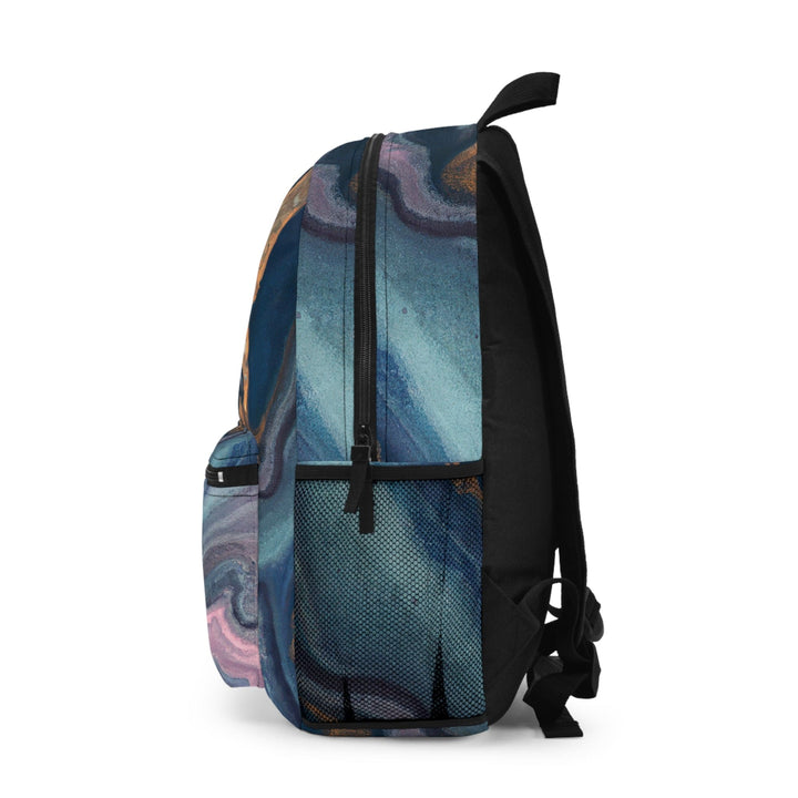 Backpack Work/school/leisure - Waterproof Blue Pink Gold Abstract Marble Swirl