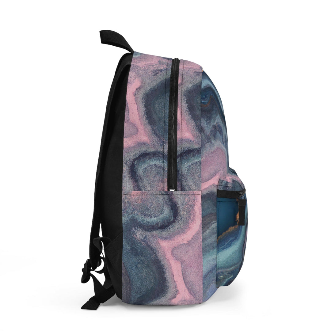 Backpack Work/school/leisure - Waterproof Blue Pink Gold Abstract Marble Swirl