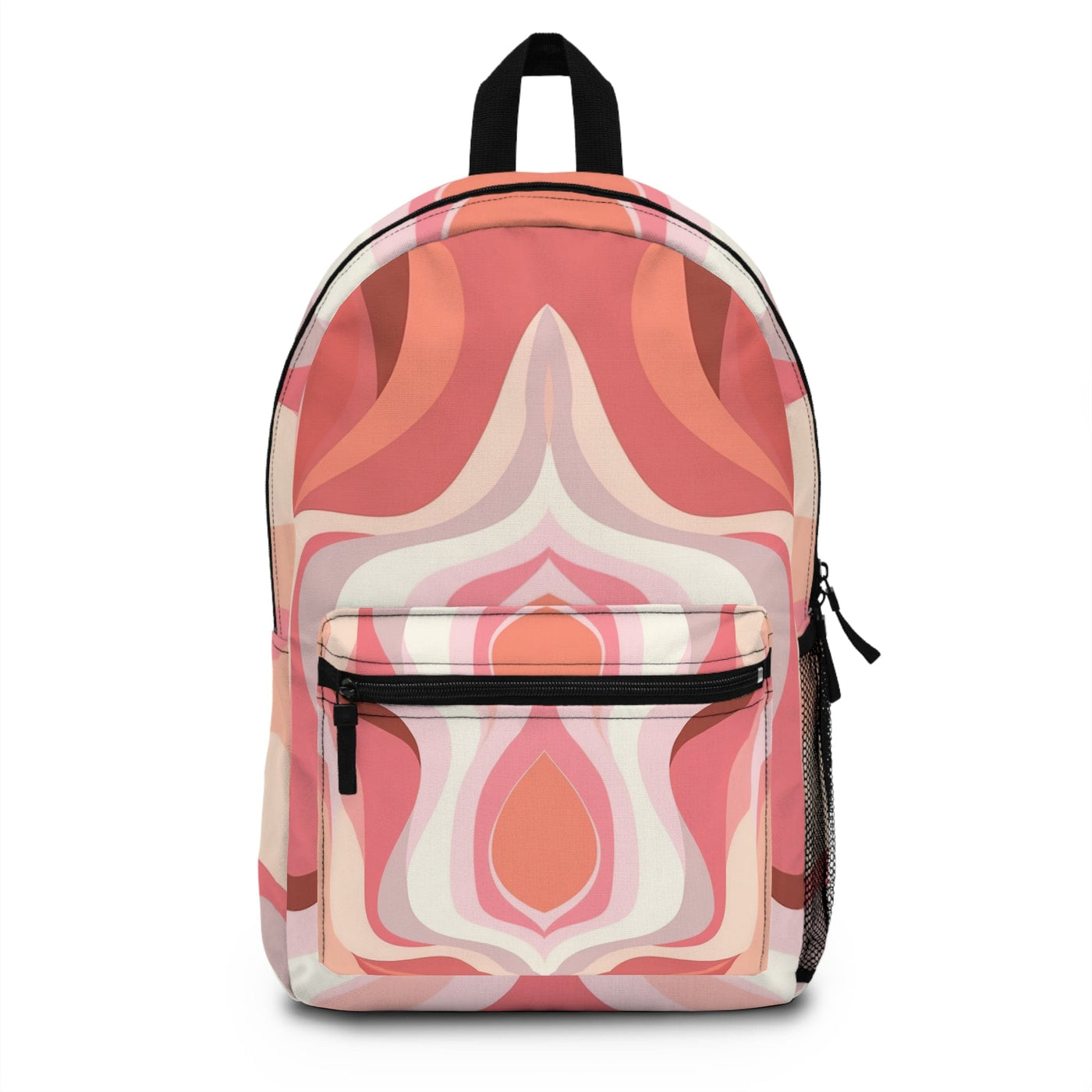 Backpack Work/school/leisure - Waterproof Boho Pink And White Contemporary Art