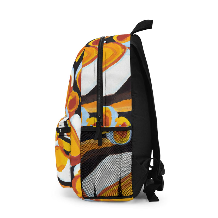 Backpack Work/school/leisure - Waterproof Orange Black White Geometric Print