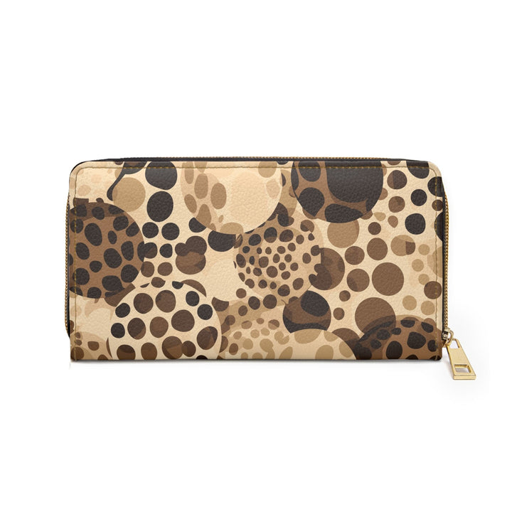 Beige and Brown Leopard Spots Illustration Womens Zipper Wallet Clutch Purse