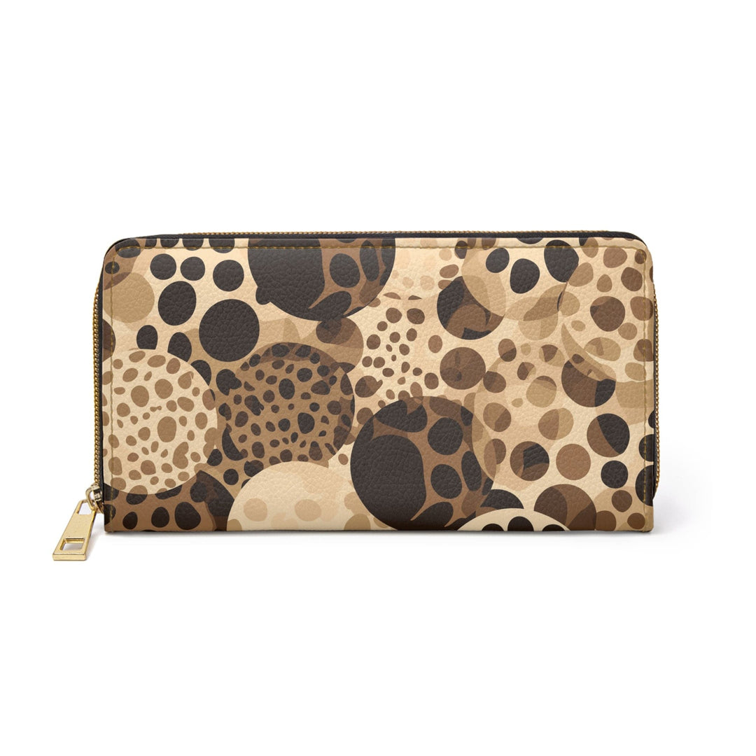 Beige and Brown Leopard Spots Illustration Womens Zipper Wallet Clutch Purse