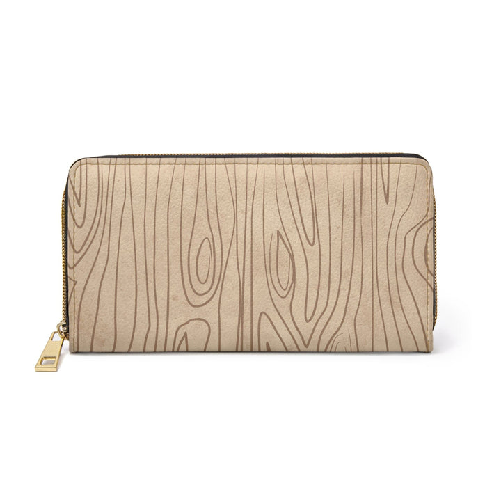 Beige and Brown Tree Sketch Line Art Womens Zipper Wallet Clutch Purse - Bags