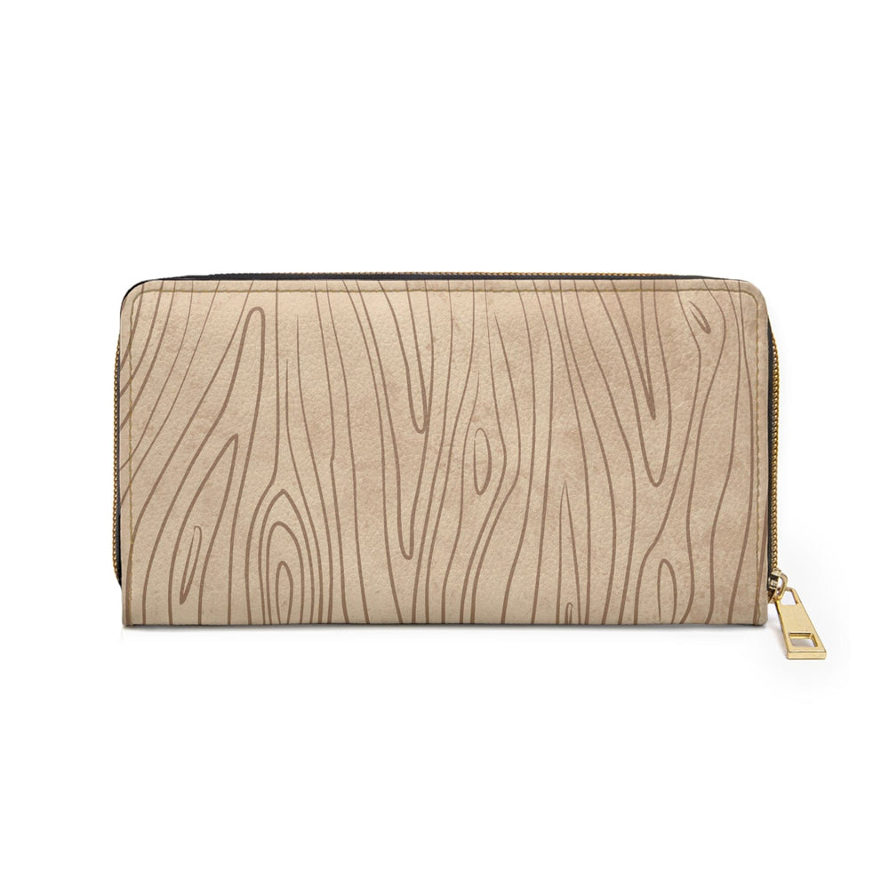 Beige and Brown Tree Sketch Line Art Womens Zipper Wallet Clutch Purse - Bags