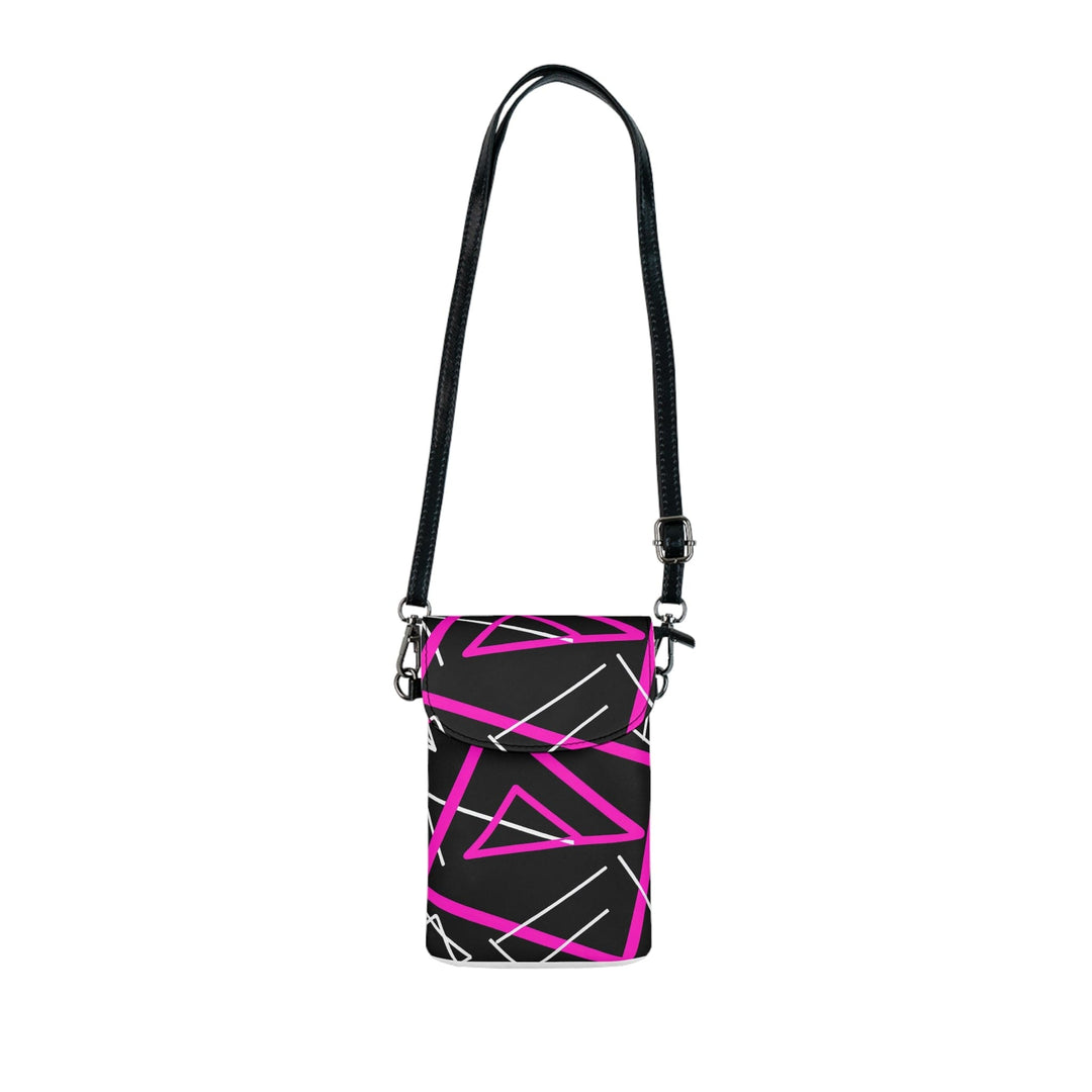 Black and Pink Geometric Pattern Crossbody Cell Phone Wallet Purse - Bags