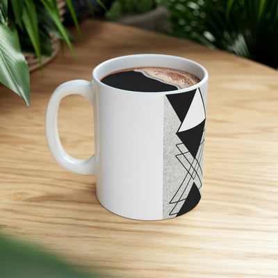 Black And White Ash Grey Triangular Colorblock Printify / Decor / Ceramic Mug