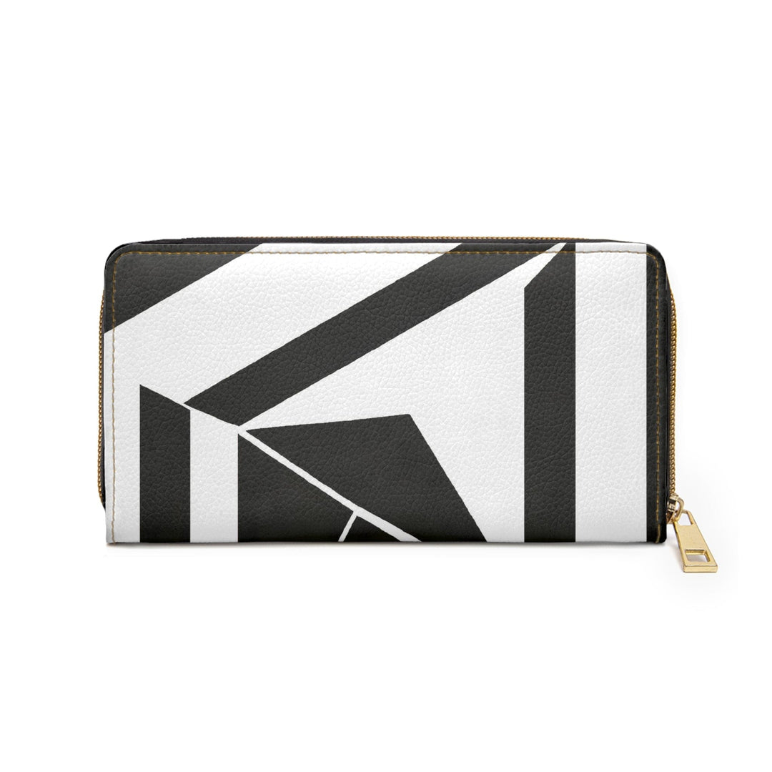 Black and White Geometric Pattern Womens Zipper Wallet Clutch Purse - Bags