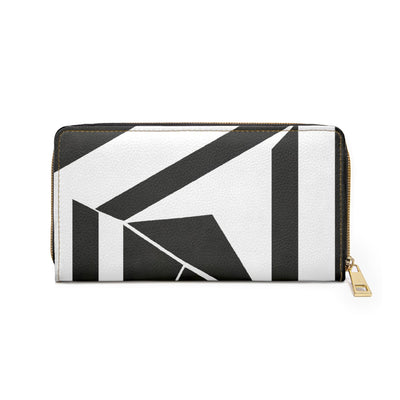 Black And White Geometric Pattern Womens Zipper Wallet Clutch Purse - Bags