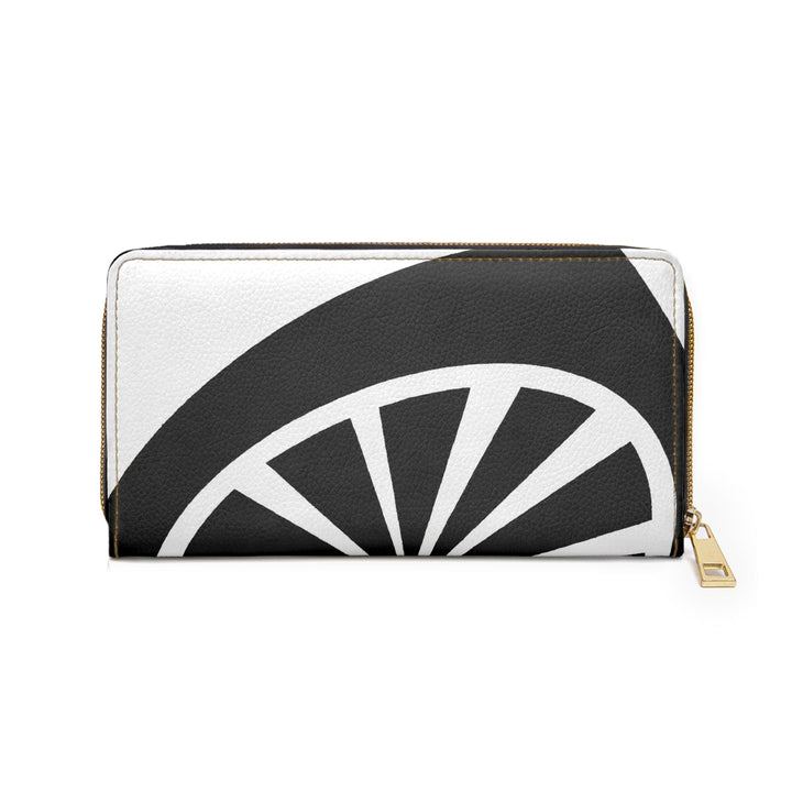 Black and White Geometric Pattern Womens Zipper Wallet Clutch Purse - Bags